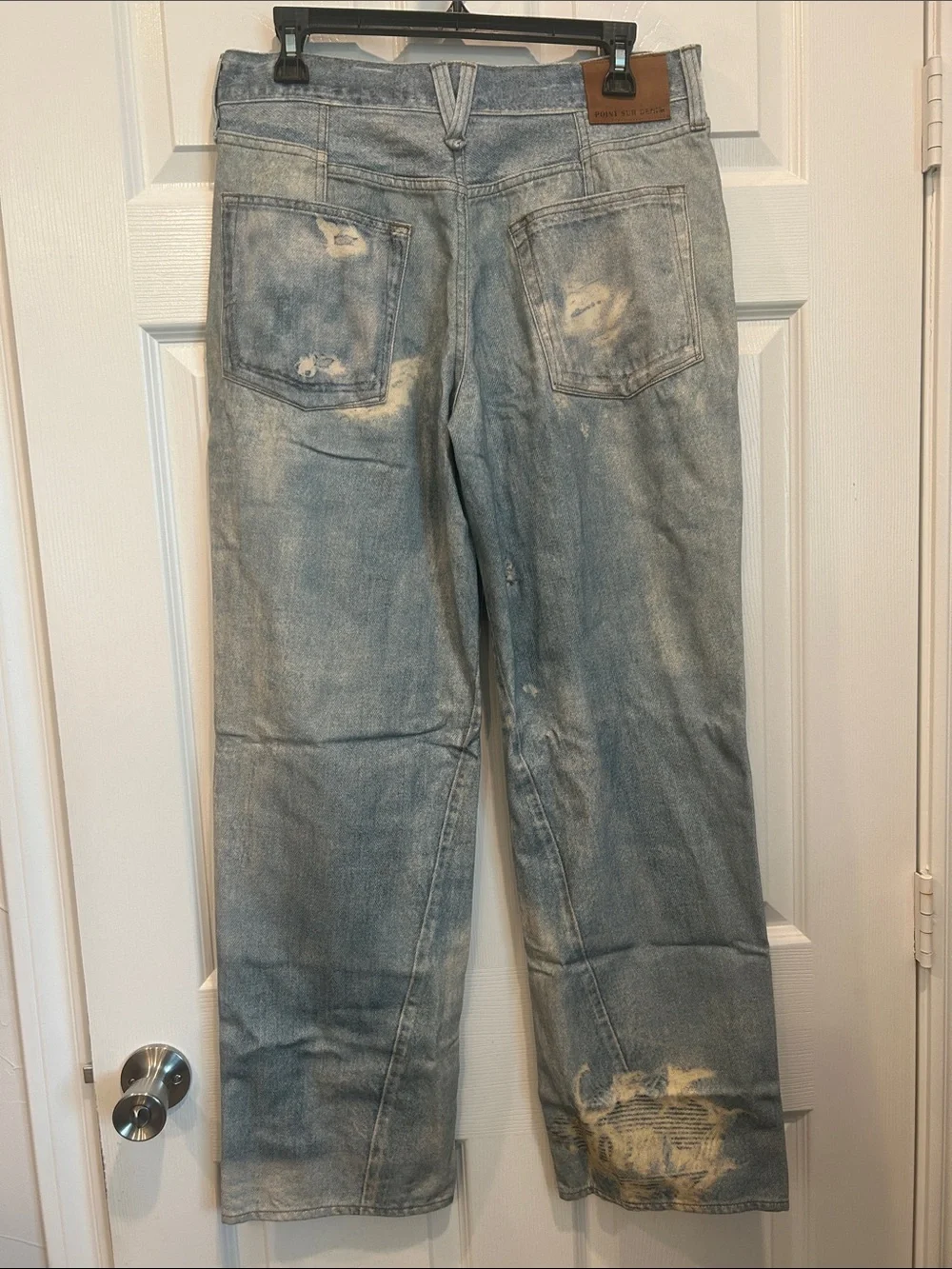 POINT SUR x J.CREW Collaboration Printed-On Distressed Loose Straight Jeans